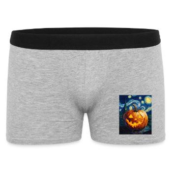 Kürbis Halloween Van Gogh Style Starry Night - Männer Boxer Shorts - Grau meliert - Vorne