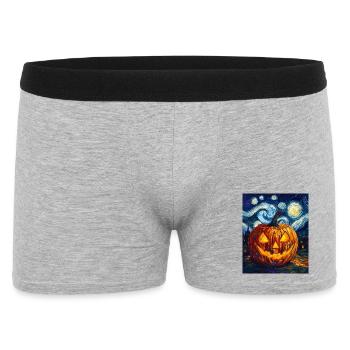 Kürbis Halloween Van Gogh Style Starry Night - Männer Boxer Shorts - Grau meliert - Vorne