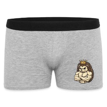 Hérisson fort Roi Dessin animé Fitness Portrait - Boxer Homme - gris chiné - Devant