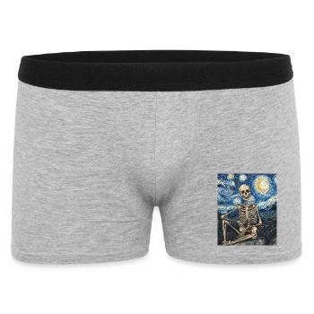 Squelette Halloween Style Van Gogh Nuit étoilée - Boxer Homme - gris chiné - Devant