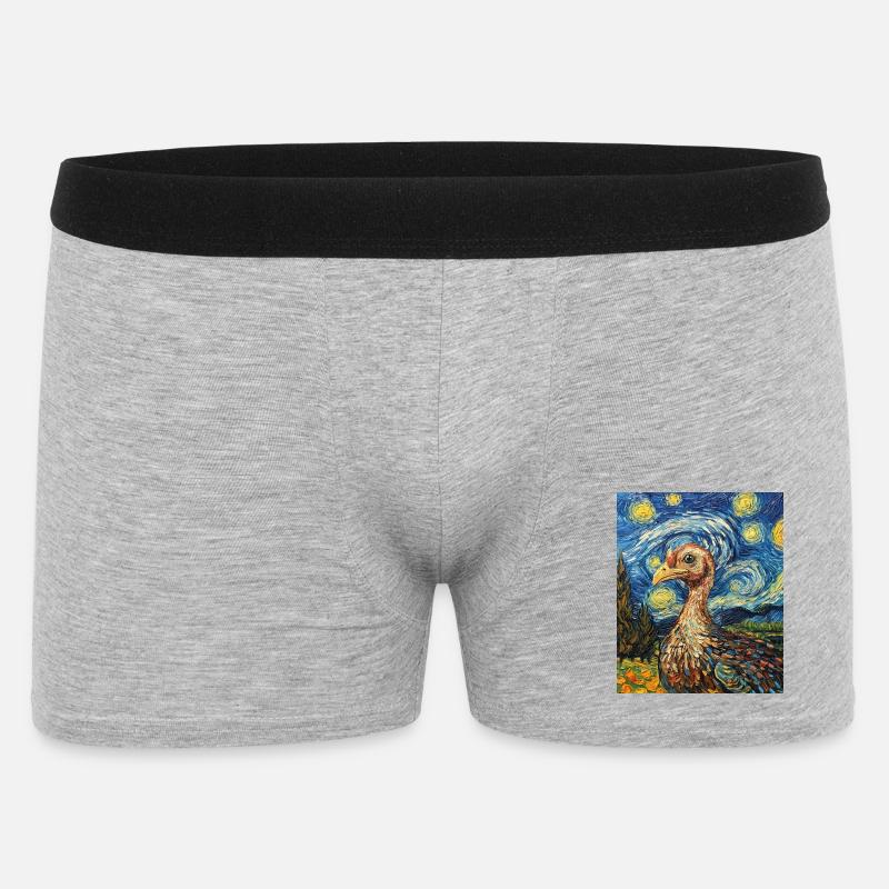 Truthahn Vogel Van Gogh Style - Männer Boxer Shorts - Grau meliert