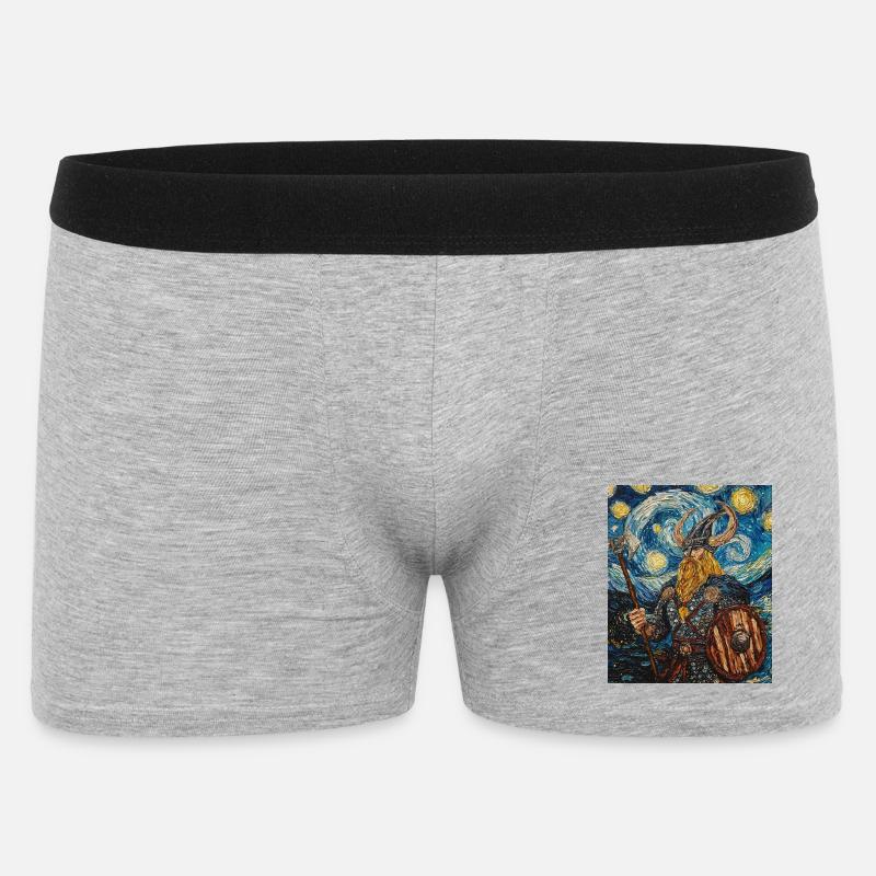 Wikinger Van Gogh Style - Männer Boxer Shorts - Grau meliert