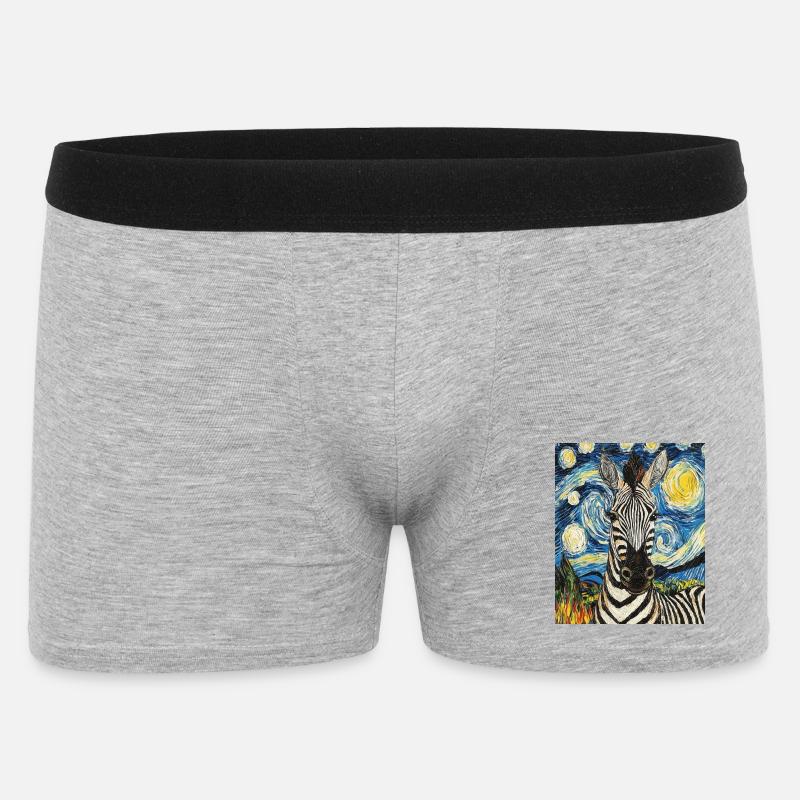 Zebra Van Gogh Style Starry Night - Männer Boxer Shorts - Grau meliert