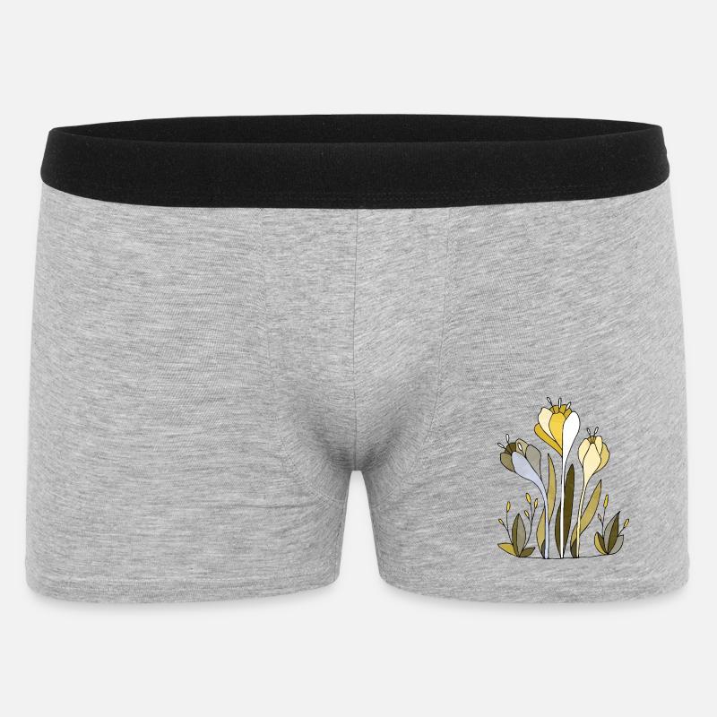 Blumen - Männer Boxer Shorts - Grau meliert