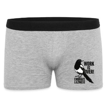 ELSTER: Arbeit vorbei – Faulenzen feiern - Männer Boxer Shorts - Grau meliert - Vorne