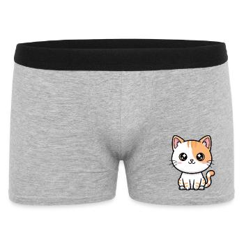 Kawaii Calico Kitty - Männer Boxer Shorts - Grau meliert - Vorne