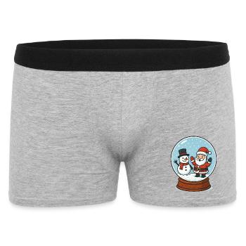 Snow Globe Magic: Santa & Snowman - Men's Boxer Shorts - heather grey - Front