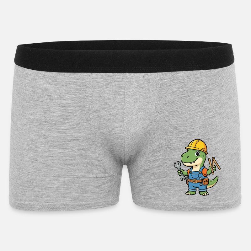Dino construction worker with tools - Men's Boxer Shorts - heather grey