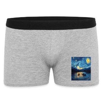 Kajak Van Gogh Starry Night - Männer Boxer Shorts - Grau meliert - Vorne