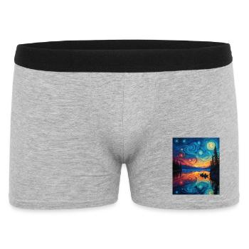 Kajak Van Gogh Starry Night - Männer Boxer Shorts - Grau meliert - Vorne