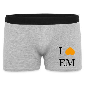 Orangener Herzakzent im Minimal-Style - Männer Boxer Shorts - Grau meliert - Vorne