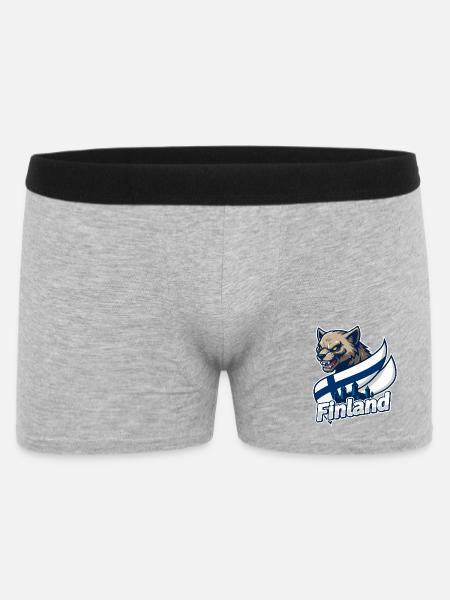 Finland Wolf with Finnish Flag - Men's Boxer Shorts - heather grey