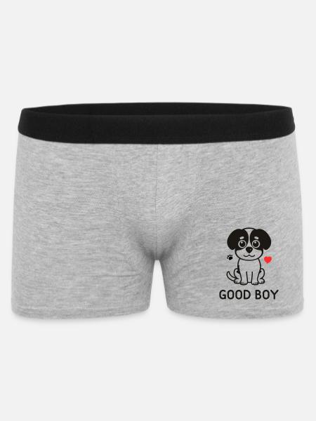 Good Boy – Cute Dog Motif - Men's Boxer Shorts - heather grey