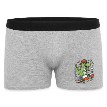 Krokodil auf Skateboard mit Cap - Männer Boxer Shorts - Grau meliert - Vorne