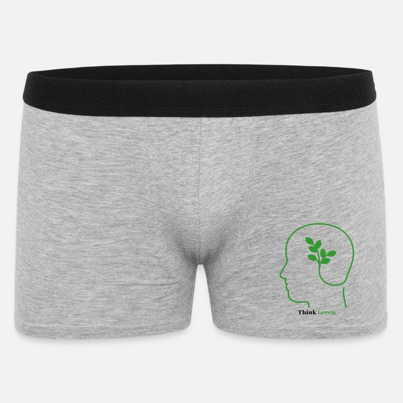 Symbole de plante à pensée verte dans la tête - Boxer Homme - gris chiné