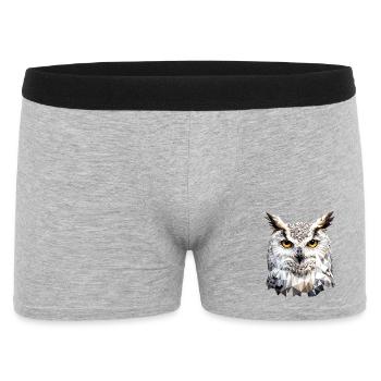 Schneeeule Weiße Eule Kauz Uhu Owl Schnee Eulen - Männer Boxer Shorts - Grau meliert - Vorne