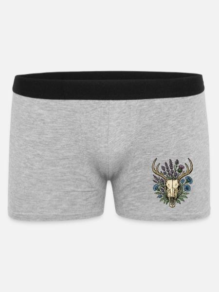 Deer bones with flower wreath - Men's Boxer Shorts - heather grey