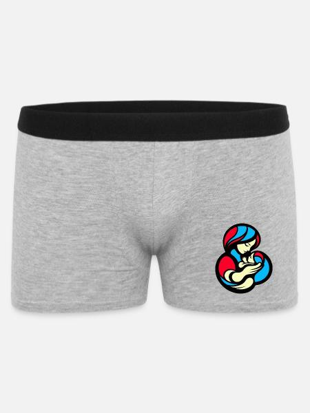 Farbblock-Stil für Mutter und Kind - Männer Boxer Shorts - Grau meliert