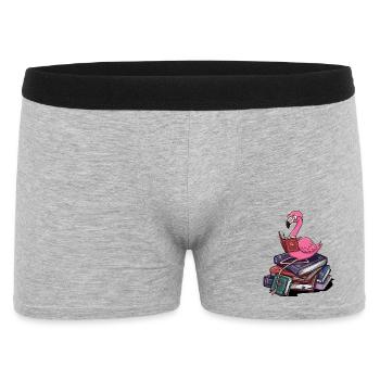 Bookworm Flamingo Bird Reading Books Art - Men's Boxer Shorts - heather grey - Front