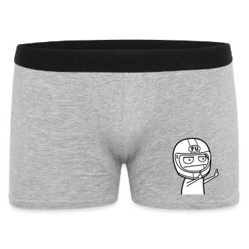 FU Meme mit Motorradhelm (Farben änderbar) - Männer Boxer Shorts - Grau meliert - Vorne