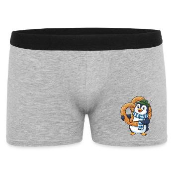 Dessin animé Bavaria du Pingouin mignon avec un bretzel - Boxer Homme - gris chiné - Devant