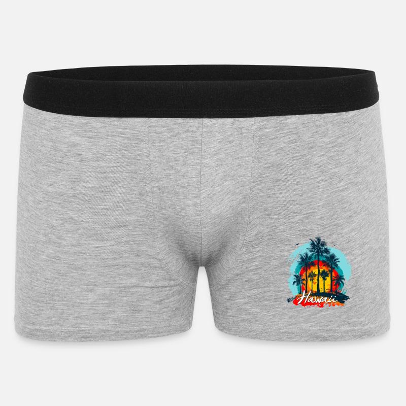Palm Sunset Hawaii Splash - Männer Boxer Shorts - Grau meliert