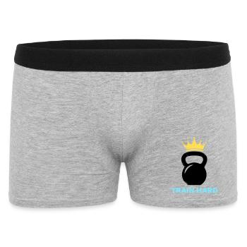 Kettlebell Crown Train Hard - Men's Boxer Shorts - heather grey - Front