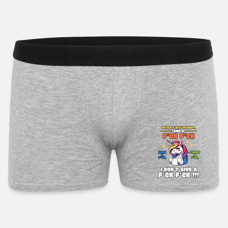 Buntes Einhorn frecher Spruch - Männer Boxer Shorts - Grau meliert