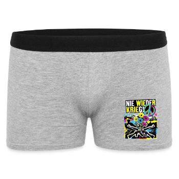 Spruch Gegen Krieg Für Frieden - Männer Boxer Shorts - Grau meliert - Vorne