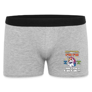 Colorful Unicorn with Cheeky Saying Old Mcdonald - Men's Boxer Shorts - heather grey - Front