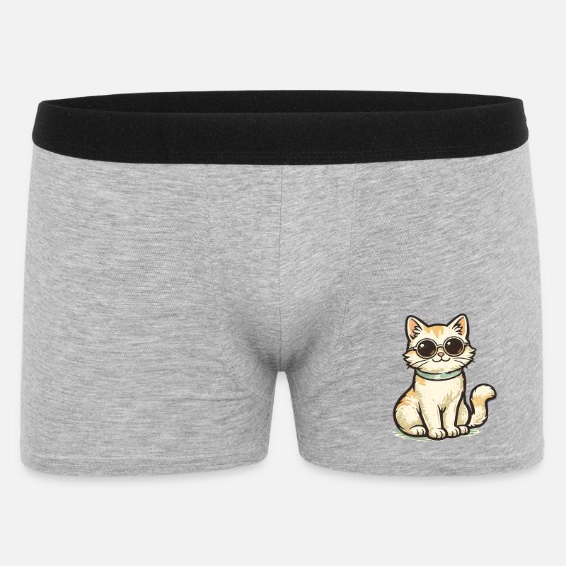 Coole Katze - Männer Boxer Shorts - Grau meliert