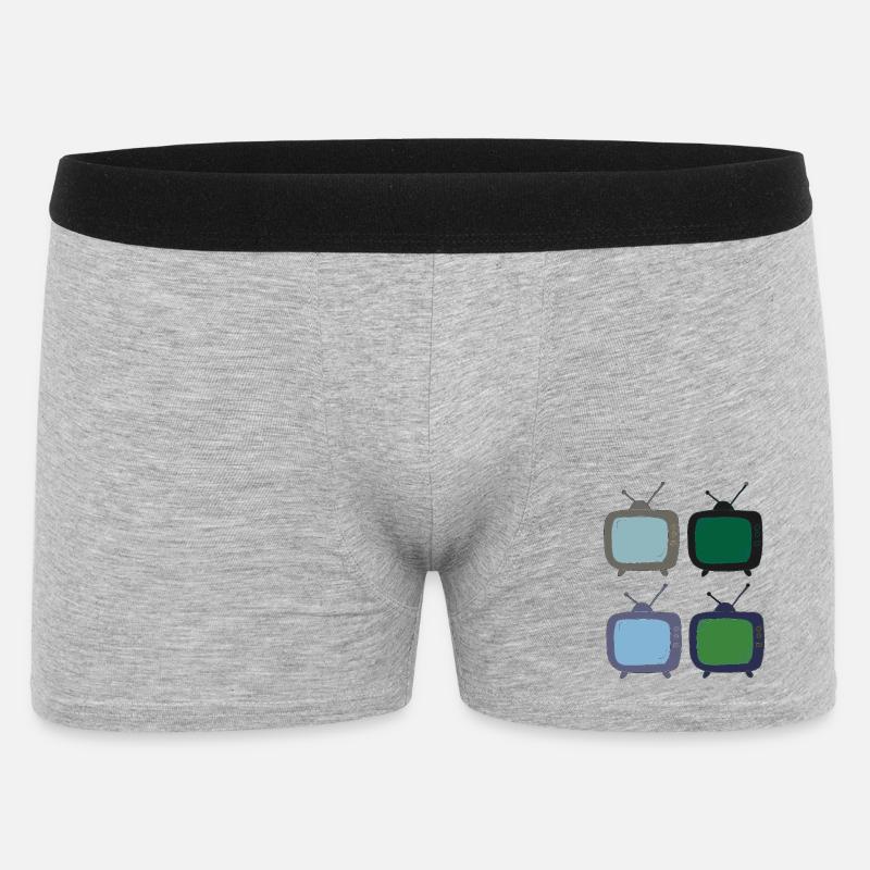fernseher_4fach_bunt - Men's Boxer Shorts - heather grey