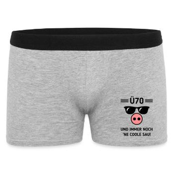 Ü70 Und Immer Noch ’Ne Coole Sau! Cool Geburtstag - Männer Boxer Shorts - Grau meliert - Vorne
