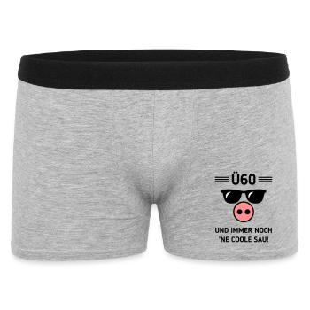 Ü60 Und Immer Noch ’Ne Coole Sau! Cool Geburtstag - Männer Boxer Shorts - Grau meliert - Vorne