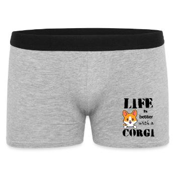 Life_is_better_with_corgi - Männer Boxer Shorts - Grau meliert - Vorne