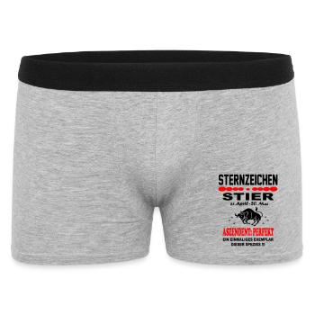 Stier Sternzeichen Horoskop Aszendent Perfekt - Männer Boxer Shorts - Grau meliert - Vorne