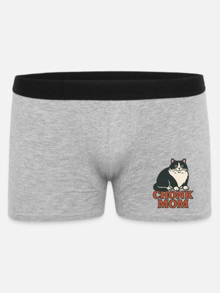 Chonk Mom Cat Retro Emblem - Men's Boxer Shorts - heather grey