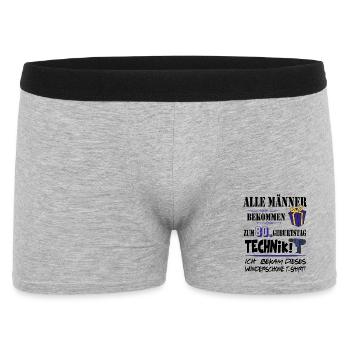 80. Geburtstag Handwerker Technik Werkzeug - Männer Boxer Shorts - Grau meliert - Vorne