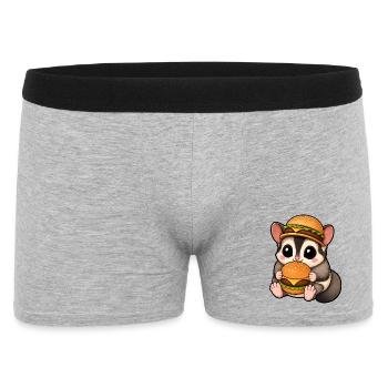 Cute Thylacine Marten with Burger Cartoon - Men's Boxer Shorts - heather grey - Front