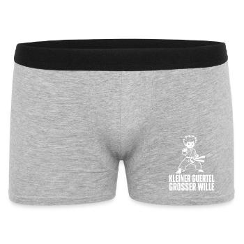 Kleiner Gürtel Großer Wille – Karate Kampfkunst - Männer Boxer Shorts - Grau meliert - Vorne