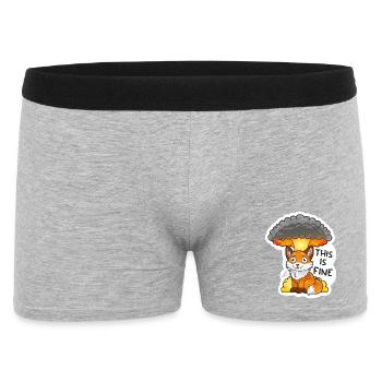 Fuchs, This is fine, Meme, Explosion - Männer Boxer Shorts - Grau meliert - Vorne