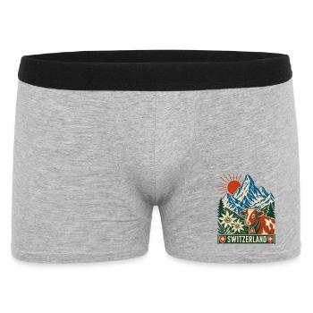 Schweizer Bergkuh im Sonnenaufgang - Männer Boxer Shorts - Grau meliert - Vorne