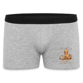 Alles, was ich brauche, ist Kaffee und mein Hund - Männer Boxer Shorts - Grau meliert - Vorne