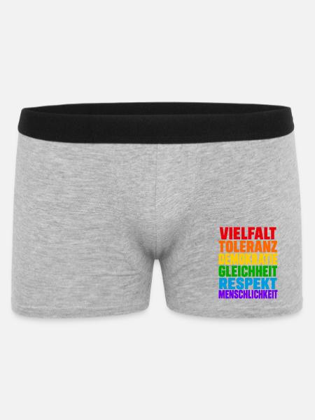 Vielfalt Toleranz Demokratie – Regenbogen Spruch - Männer Boxer Shorts - Grau meliert