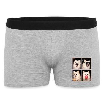 Hunde Zwergspitz Hund - Männer Boxer Shorts - Grau meliert - Vorne