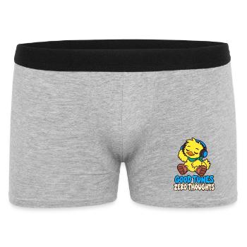 Duck mit Kopfhörern – Good Tunes Zero Thougts - Männer Boxer Shorts - Grau meliert - Vorne