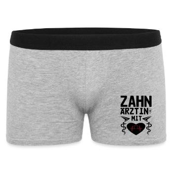 Zahnärztin mit Herz Geschenk - Männer Boxer Shorts - Grau meliert - Vorne
