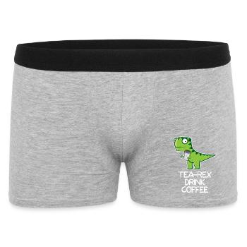 Tea Rex drink Coffee - funny Design - Männer Boxer Shorts - Grau meliert - Vorne