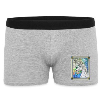 Einhorn in Glas - Männer Boxer Shorts - Grau meliert - Vorne