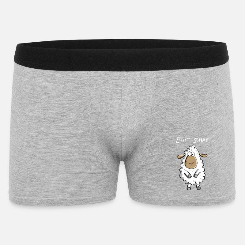 Echt Schaf I Cooles Schäfchen Comic Geschenk Fun - Männer Boxer Shorts - Grau meliert